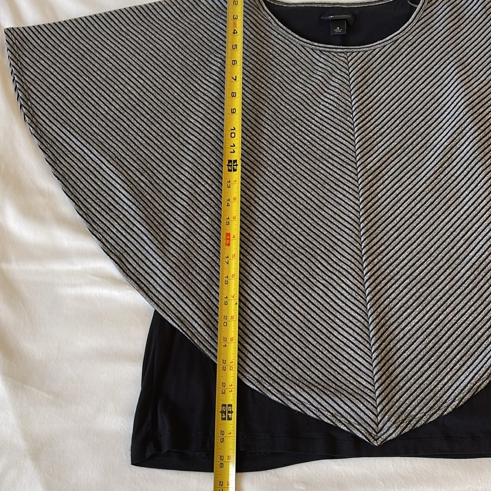 Poncho Women’s Summer Sleeveless Shawl Silver Black Top Sz M - Picture 7 of 7
